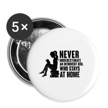 Ne sous-estimez jamais les dictons d’une fille introvertie pour - Lot de 5 petits badges (25 mm) - blanc - Devant