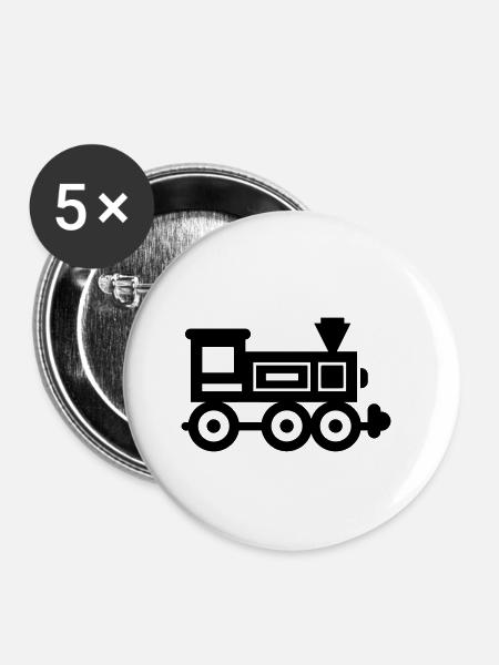 Lokomotive - Buttons klein 25 mm (5er Pack) - Weiß