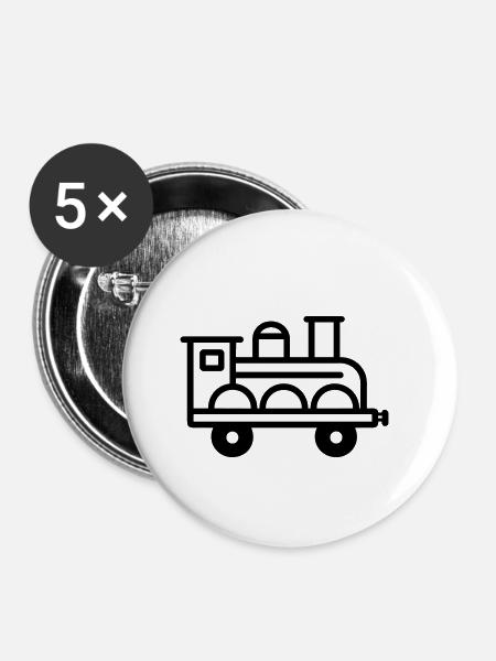 Lokomotive - Buttons klein 25 mm (5er Pack) - Weiß