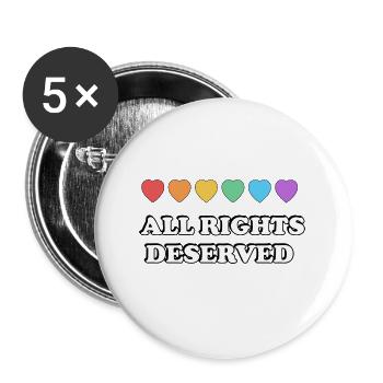 ALL RIGHTS DESERVED Rainbow Hearts LGBT PRIDE - Buttons small 1''/25 mm (5-pack) - white - Front
