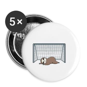 Football gardien de but paresseux Dormeur - Lot de 5 petits badges (25 mm) - blanc - Devant