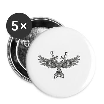 Viking Rabe Odin Hugin Munin épées pierre - Lot de 5 petits badges (25 mm) - blanc - Devant