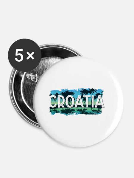 Croatia - Buttons klein 25 mm (5er Pack) - Weiß