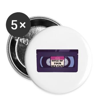 Title deines Sex-Tapes lustiges VHS Tape Design - Buttons klein 25 mm (5er Pack) - Weiß - Vorne