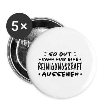 Reinigungskraft Spruch Haushalt Putzfrau Geschenk - Buttons klein 25 mm (5er Pack) - Weiß - Vorne
