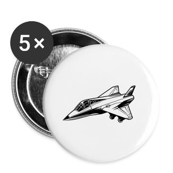 Kampfjet - Buttons klein 25 mm (5er Pack) - Weiß - Vorne