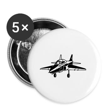 Kampfjet - Buttons klein 25 mm (5er Pack) - Weiß - Vorne