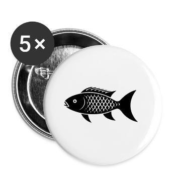 Poisson petite carpe - Lot de 5 petits badges (25 mm) - blanc - Devant