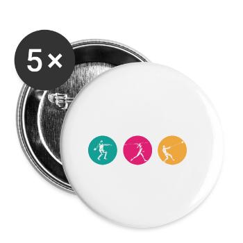 Je lance des trucs Lancer du disque Lancer du poids Piste & - Lot de 5 petits badges (25 mm) - blanc - Devant