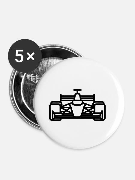 Rennwagen - Buttons klein 25 mm (5er Pack) - Weiß