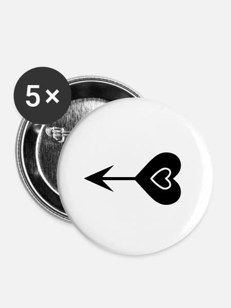 Herz-Pfeil - Buttons klein 25 mm (5er Pack) - Weiß