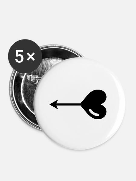 Herz-Pfeil - Buttons klein 25 mm (5er Pack) - Weiß