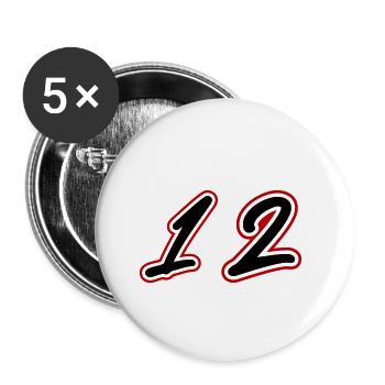 12 Zahl - Buttons klein 25 mm (5er Pack) - Weiß - Vorne