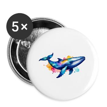 Wal, Walfisch,Graffiti, bunt, Malerei - Buttons klein 25 mm (5er Pack) - Weiß - Vorne