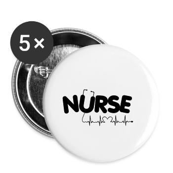 Nurse Hospital Nurse - Buttons small 1''/25 mm (5-pack) - white - Front