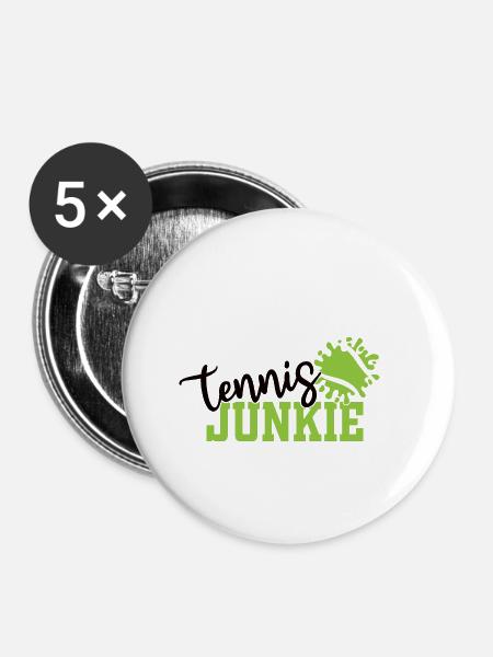 Tennis junkie - Buttons klein 25 mm (5er Pack) - Weiß
