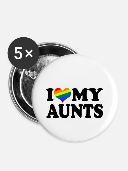 I love my aunts - Buttons klein 25 mm (5er Pack) - Weiß