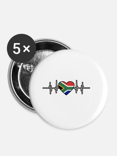 Südafrika - Buttons klein 25 mm (5er Pack) - Weiß