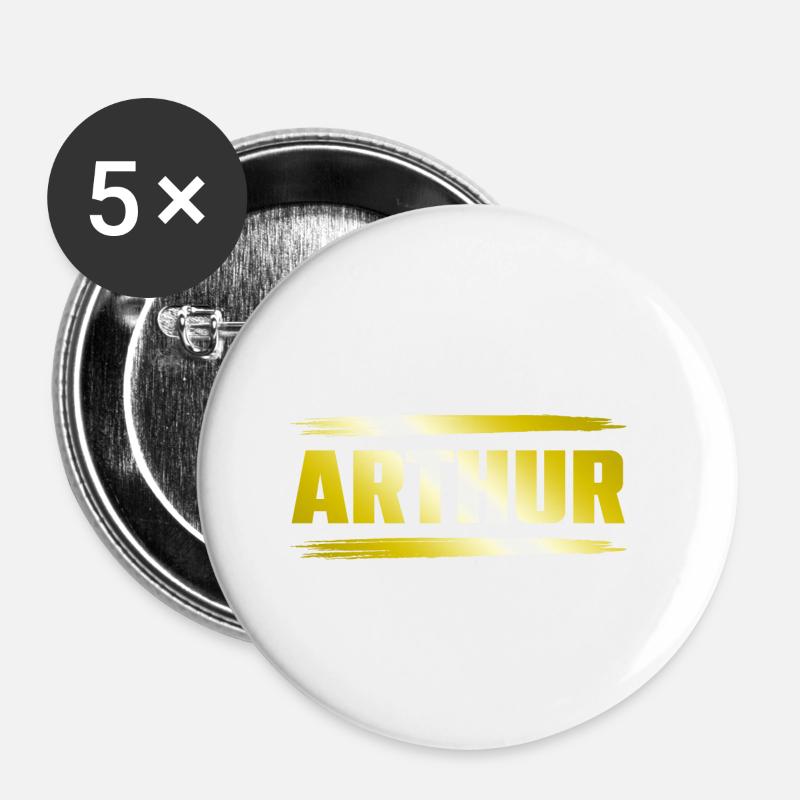 Arthur - Buttons klein 25 mm (5er Pack) - Weiß