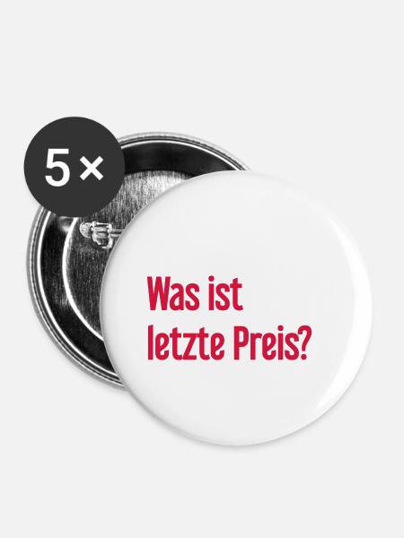 Was ist letzte Preis? - Buttons klein 25 mm (5er Pack) - Weiß