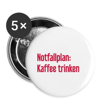 Kaffee-Notfallplan - Buttons klein 25 mm (5er Pack) - Weiß - Vorne