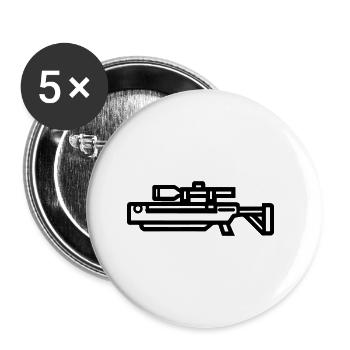 Scharfschützen-Schrotflinte - Buttons klein 25 mm (5er Pack) - Weiß - Vorne