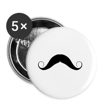 Moustache - Lot de 5 petits badges (25 mm) - blanc - Devant