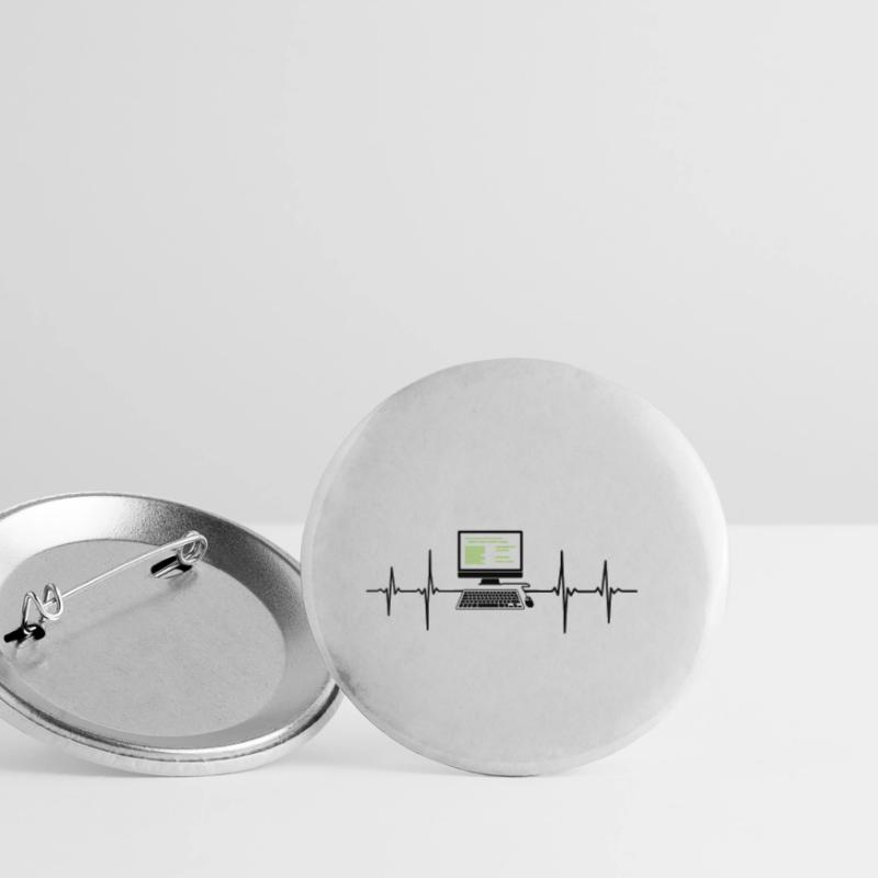 Computer EKG Herzschlag Programmierer PC Nerd Buttons klein 25 mm (5er Pack)