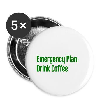 Kaffee-Notfallplan - Buttons klein 25 mm (5er Pack) - Weiß - Vorne