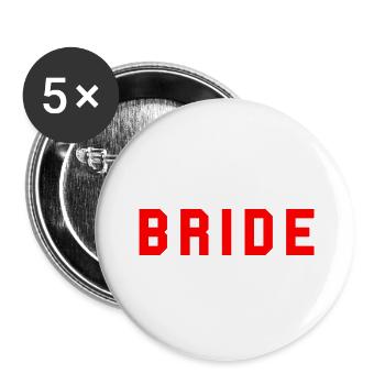 BRIDE College Design Rot - Buttons klein 25 mm (5er Pack) - Weiß - Vorne