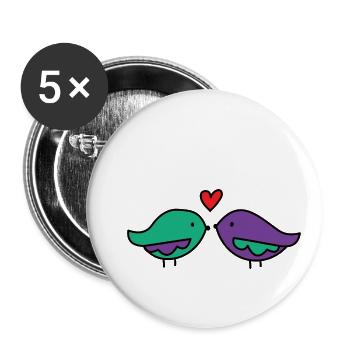 Valentines Tag küssende Vögel - Buttons klein 25 mm (5er Pack) - Weiß - Vorne