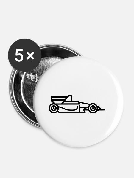 F1-Rennwagen - Buttons klein 25 mm (5er Pack) - Weiß