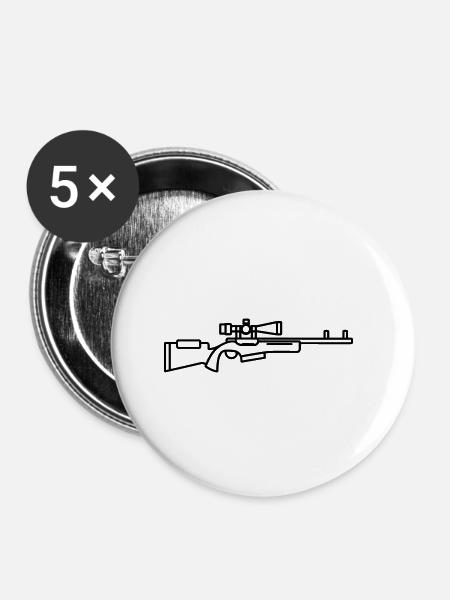 Scharfschützen-Schrotflinte - Buttons klein 25 mm (5er Pack) - Weiß