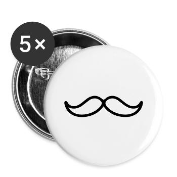 Moustache - Lot de 5 petits badges (25 mm) - blanc - Devant