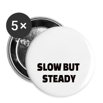 POWERLIFTING : Slow but steady - Buttons klein 25 mm (5er Pack) - Weiß - Vorne