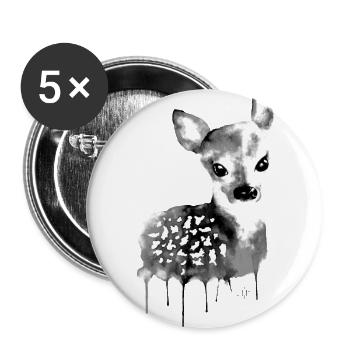 Deer Black & White - Buttons small 1''/25 mm (5-pack) - white - Front
