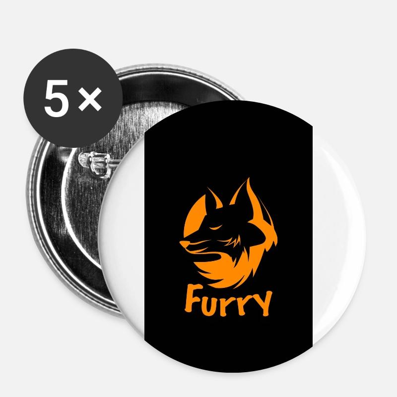 Furry Subtile Fox orange - Buttons klein 25 mm (5er Pack) - Weiß