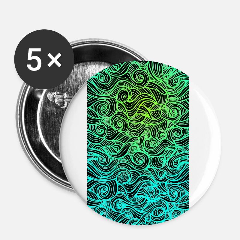 Psychedelic swirl geometric wave pattern - Buttons small 1''/25 mm (5-pack) - white