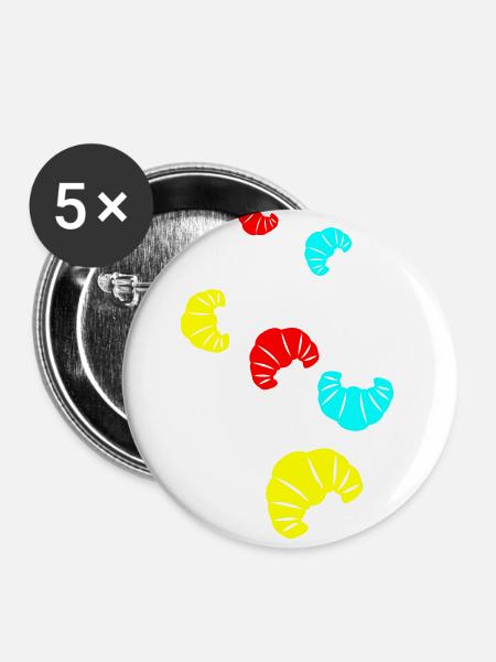Croissant Symbol - Buttons klein 25 mm (5er Pack) - Weiß
