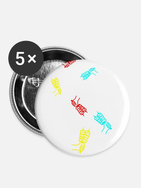 Spieß grill Icon - Buttons klein 25 mm (5er Pack) - Weiß