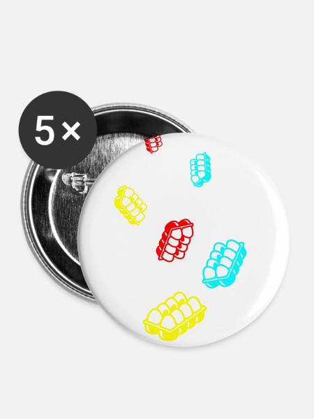Eier symbol - Buttons klein 25 mm (5er Pack) - Weiß