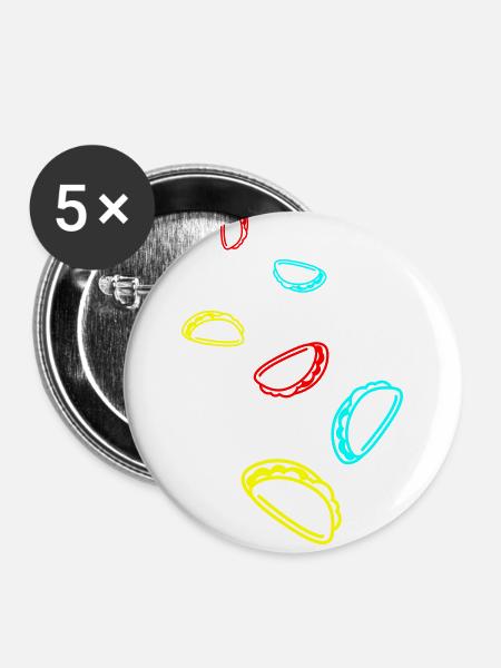 Burrito Symbol - Buttons klein 25 mm (5er Pack) - Weiß
