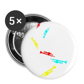 Musique de trompette - Lot de 5 petits badges (25 mm) - blanc - Devant