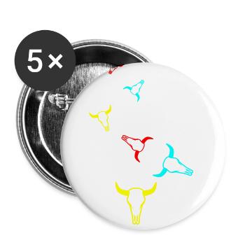 Cow Bull Skull - Buttons small 1''/25 mm (5-pack) - white - Front