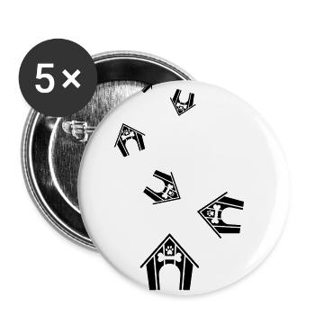 Hundehütte Hund - Buttons klein 25 mm (5er Pack) - Weiß - Vorne