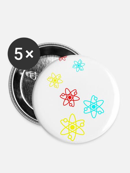 Atom Symbol - Buttons klein 25 mm (5er Pack) - Weiß