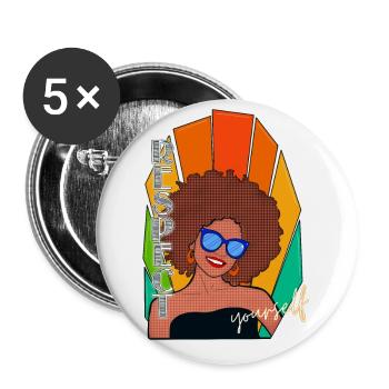 RESPECT - Femme Noire - Rétro - Lot de 5 petits badges (25 mm) - blanc - Devant