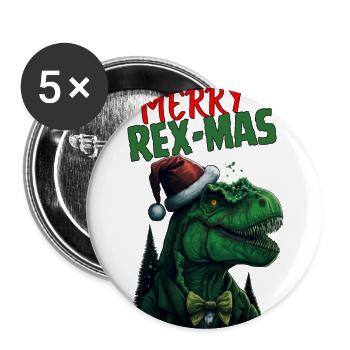 Merry Rex-Mas - Buttons small 1''/25 mm (5-pack) - white - Front