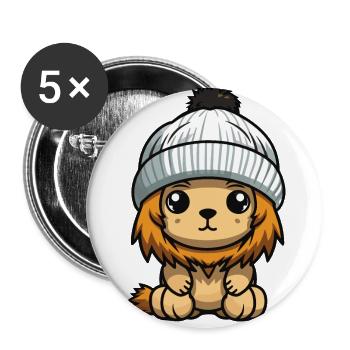 Löwe Winter Comic - Buttons klein 25 mm (5er Pack) - Weiß - Vorne