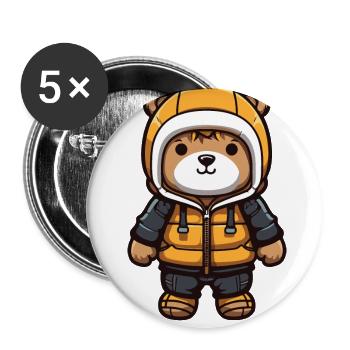 Bär Comic Winter - Buttons klein 25 mm (5er Pack) - Weiß - Vorne